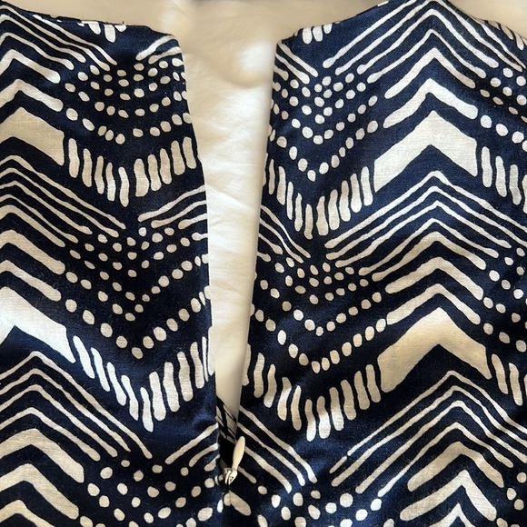 Blue and White J. Crew Linen Jump Suit side pockets 2 decorative back pockets - Picture 5 of 9